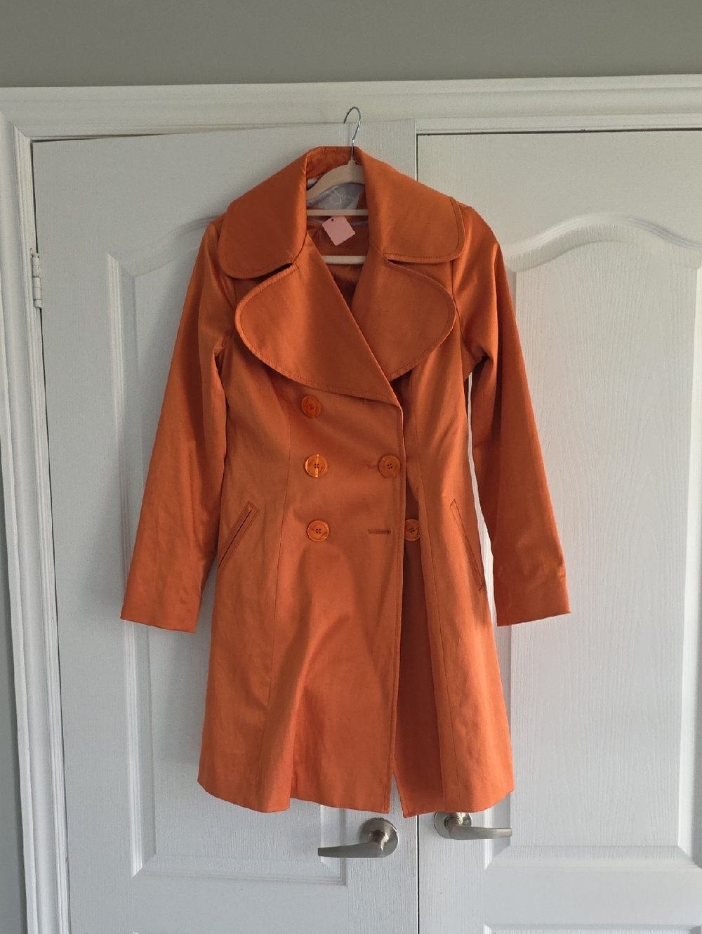 Jessica Simpson Orange Double-Breasted Trench Coat